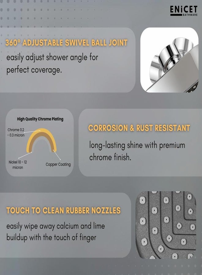 ENICET خلاط حائط ENICET نحاسي 3 في 1 مع دش علوي ودش يدوي، تشطيب كروم، دش يدوي بخمس وظائف، خلاط حائط للحمام 3 في 1، طقم دش للحمام، صنبور خلاط (FE122OSHSSAFARI) - Image 4